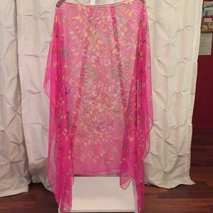 Handcut Cape / Shawl sheer Pink with butterflies🦋